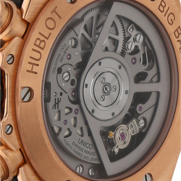 Reloj Hublot para caballero modelo Big Bang Unico King caja en oro rosado 18 kilates.