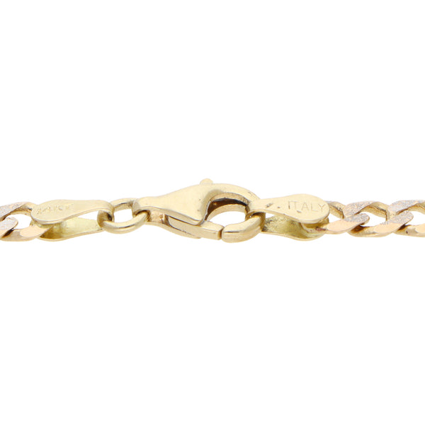 Pulsera de tres eslabones por uno platinados en oro amarillo 14 kilates.