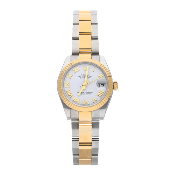 Reloj Rolex para dama modelo Oyster Perpetual DateJust vistas en oro amarillo 18 kilates.