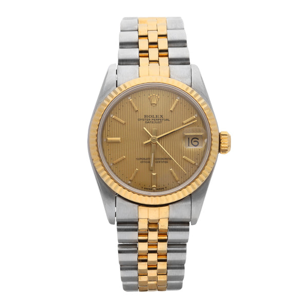 Reloj Rolex para caballero/unisex modelo Oyster Perpetual DateJust vistas en oro amarillo 18 kilates.