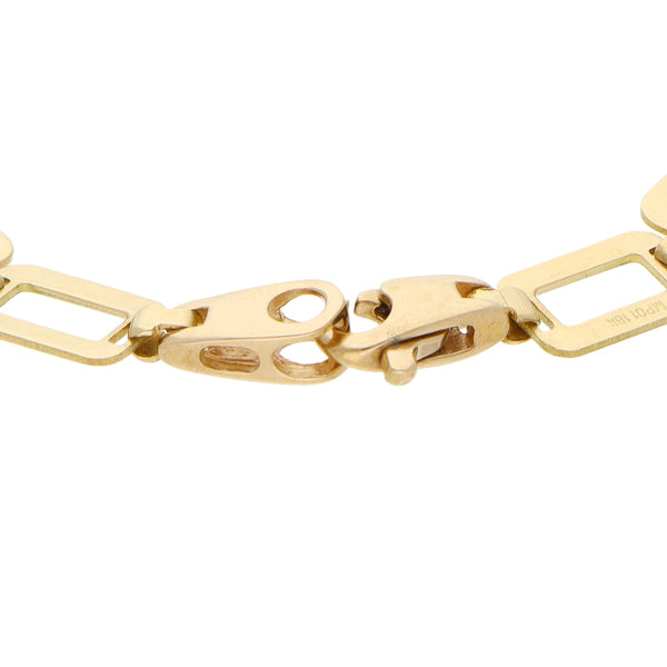 Pulsera eslabón laminado en oro amarillo 18 kilates.