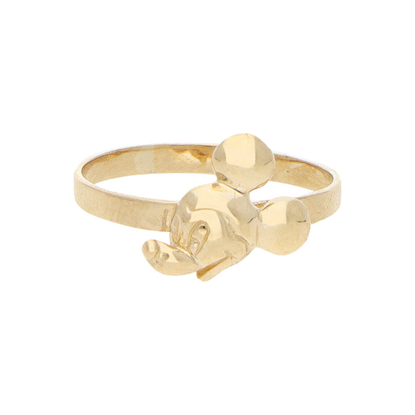 Anillo diseño especial motivo Mickey Mouse en oro amarillo 14 kilates.