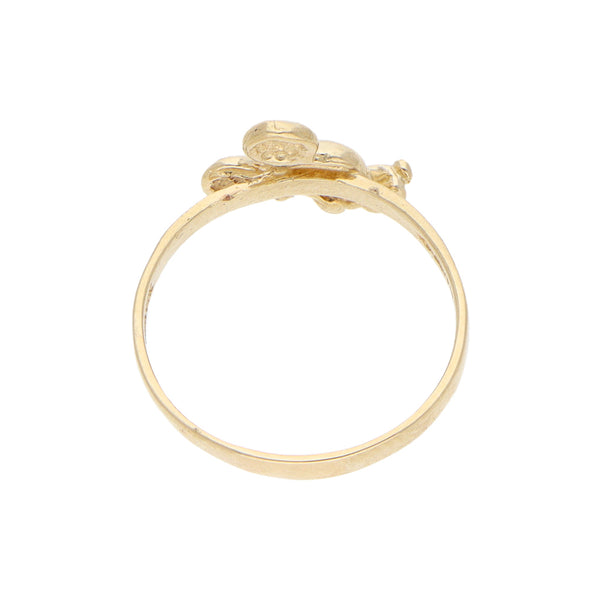 Anillo diseño especial motivo Mickey Mouse en oro amarillo 14 kilates.