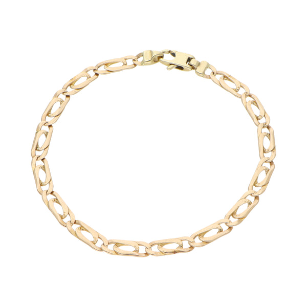 Pulsera eslabón nudo egipcio en oro amarillo 14 kilates.