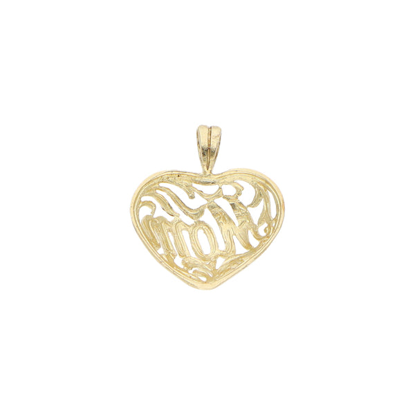 Dije calado motivo corazón en oro amarillo 14 kilates.