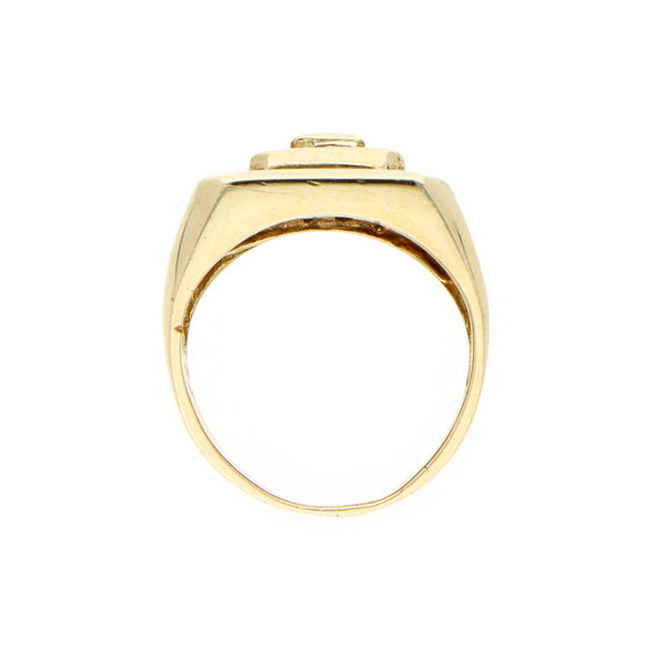 Anillo estilizado con diamantes en oro amarillo 14 kilates.