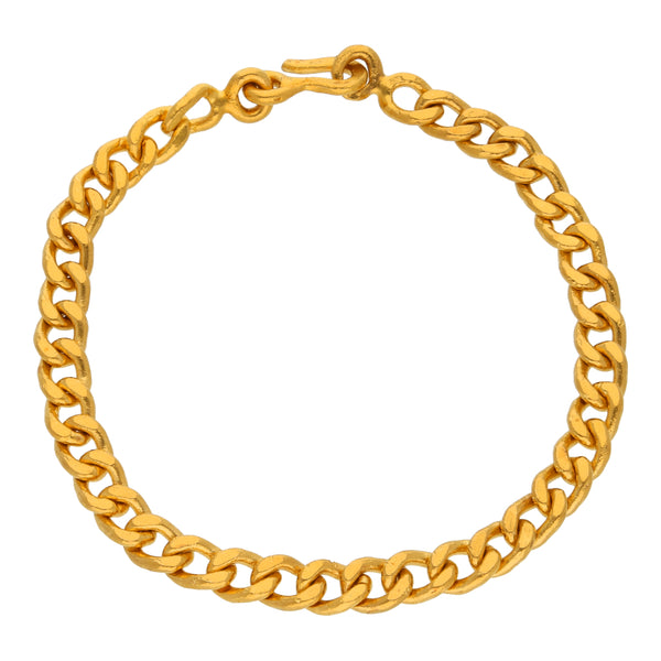 Pulsera eslabón barbado en oro amarillo 24 kilates.