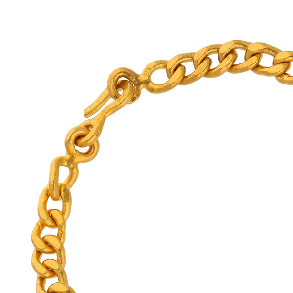 Pulsera eslabón barbado en oro amarillo 24 kilates.