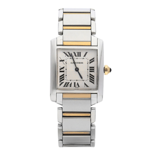 Reloj Cartier para dama modelo Tank Francaise vistas en oro amarillo 18 kilates.