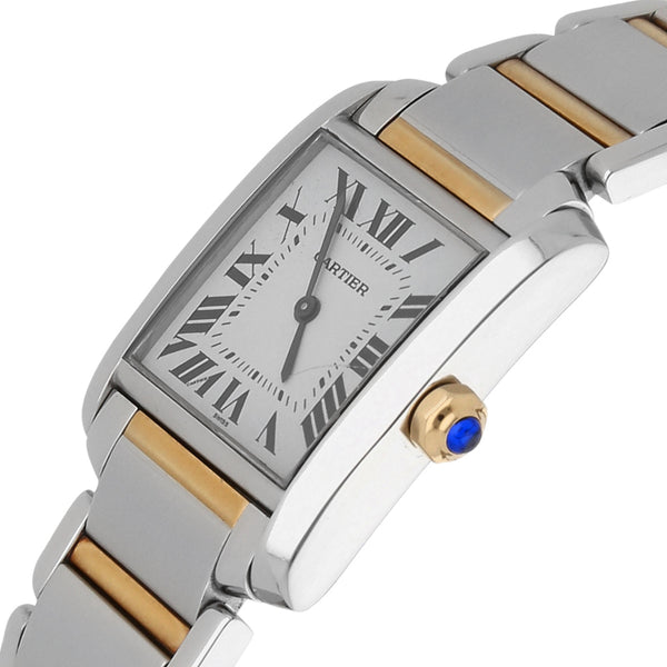 Reloj Cartier para dama modelo Tank Francaise vistas en oro amarillo 18 kilates.