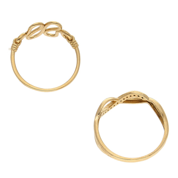 Anillos estilizado con circonias y anillo diseño especial en oro amarillo 14 kilates.