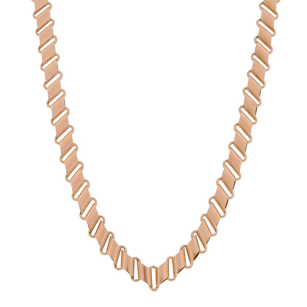 Collar eslabón combinado en oro rosa 14 kilates.