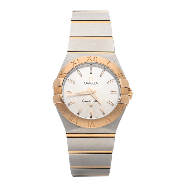 Reloj Omega para dama modelo Constellation vistas en oro rosa 18 kilates.