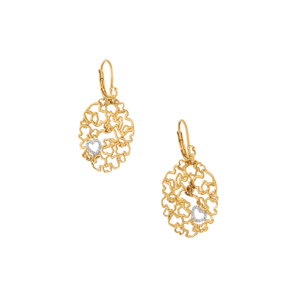 Aretes calados con diamantes firma Tous en oro amarillo 18 kilates.