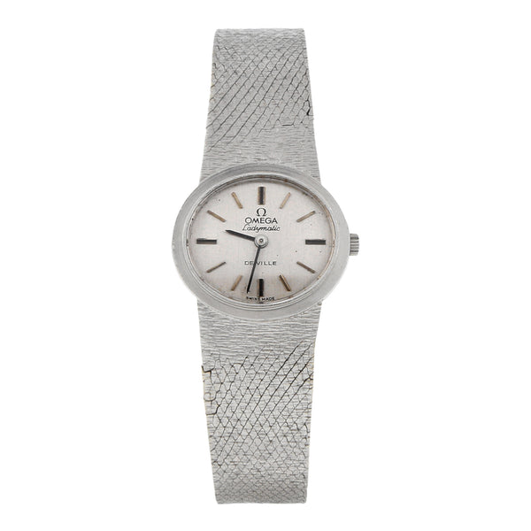 Reloj Omega para dama modelo Ladymatic De Ville en oro blanco 18 kilates.