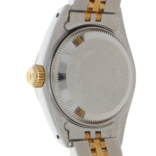 Reloj Rolex para dama modelo Oyster Perpetual DateJust vistas en oro amarillo 18 kilates.