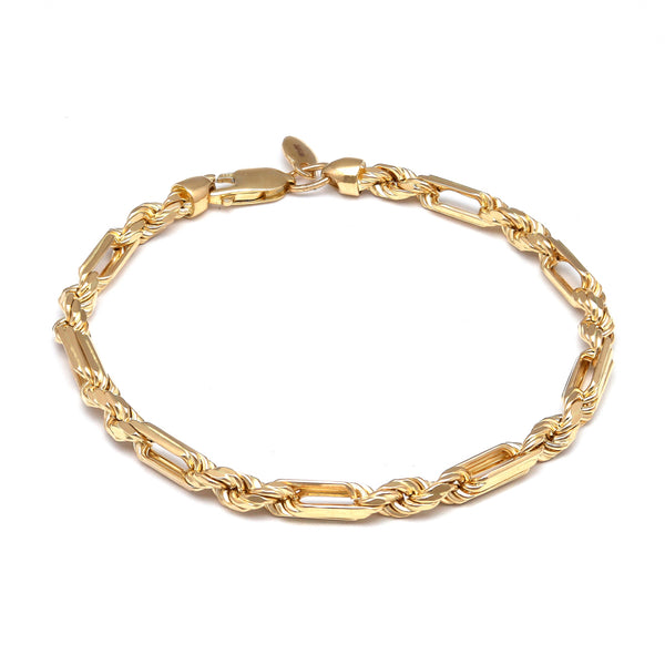 Pulsera eslabón combinado en oro amarillo 14 kilates.