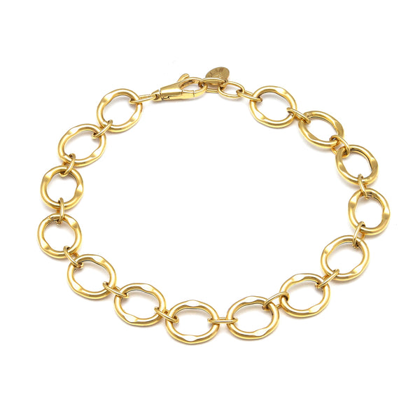 Pulsera eslabón combinado en oro amarillo 14 kilates.