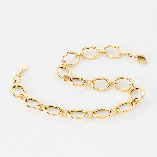 Pulsera eslabón combinado en oro amarillo 14 kilates.