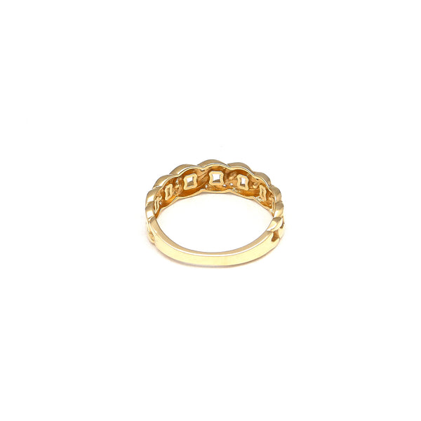 Anillo calado con circonias en oro amarillo 14 kilates.