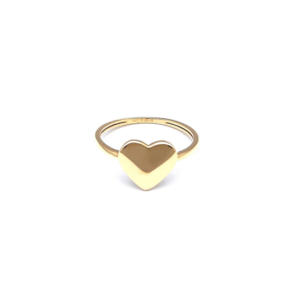 Anillo diseño especial motivo corazón en oro amarillo 14 kilates.