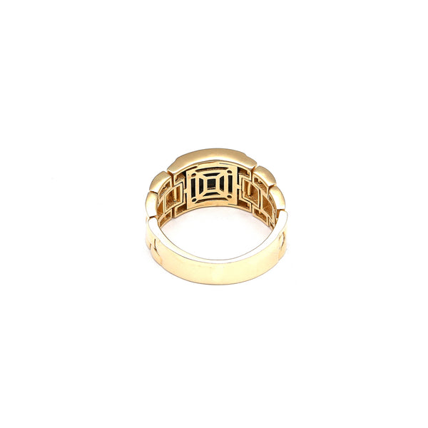 Anillo diseño especial con onix y circonias en oro amarillo 14 kilates.