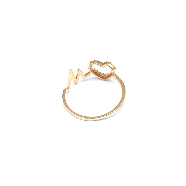 Anillo diseño especial motivo corazón con circonias en oro amarillo 14 kilates.