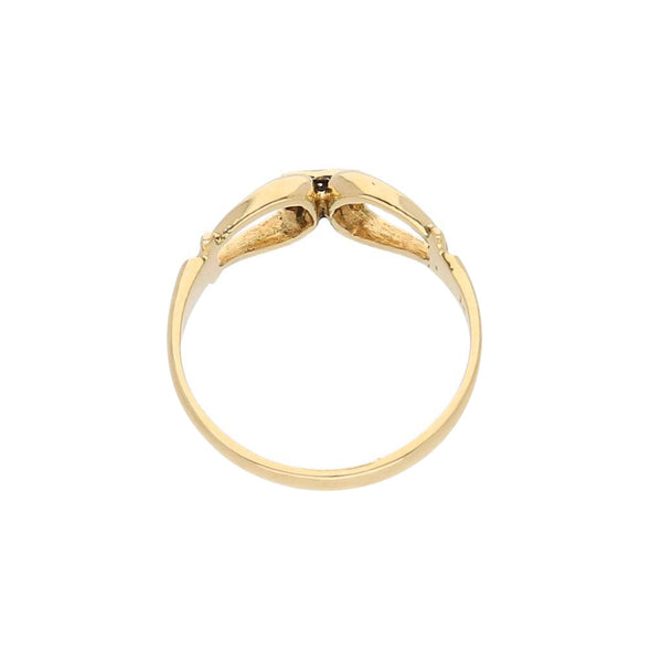 Anillo calado con circonias en oro amarillo 14 kilates.