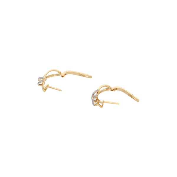 Aretes estilizados con diamantes en oro amarillo 14 kilates.