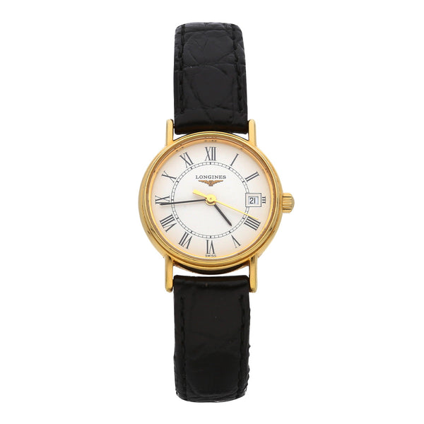 Reloj Longines para dama en acero chapa correa piel.