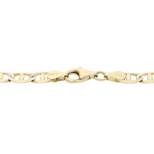 Pulsera eslabón nudo marino platinado en oro amarillo 14 kilates.