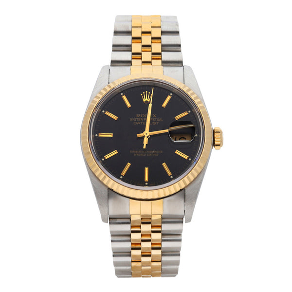 Reloj Rolex para caballero modelo Oyster Perpetual DateJust vistas en oro amarillo 18 kilates.