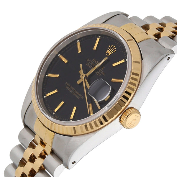 Reloj Rolex para caballero modelo Oyster Perpetual DateJust vistas en oro amarillo 18 kilates.