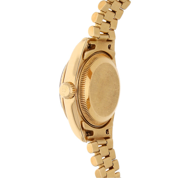 Reloj Rolex para dama modelo Oyster Perpetual DateJust en oro amarillo 18 kilates.