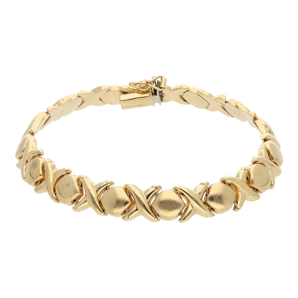 Pulsera eslabón XOXO en oro amarillo 14 kilates.