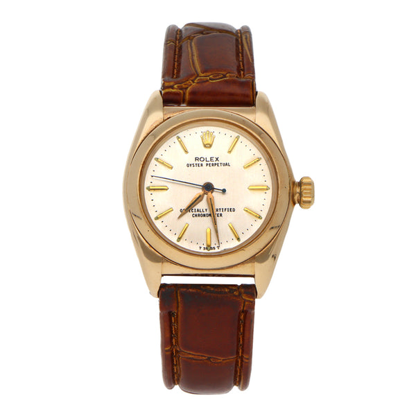 Reloj Rolex para caballero/unisex modelo Oyster Perpetual caja en oro amarillo 18 kilates.