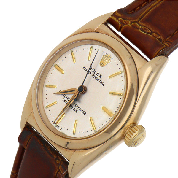 Reloj Rolex para caballero/unisex modelo Oyster Perpetual caja en oro amarillo 18 kilates.