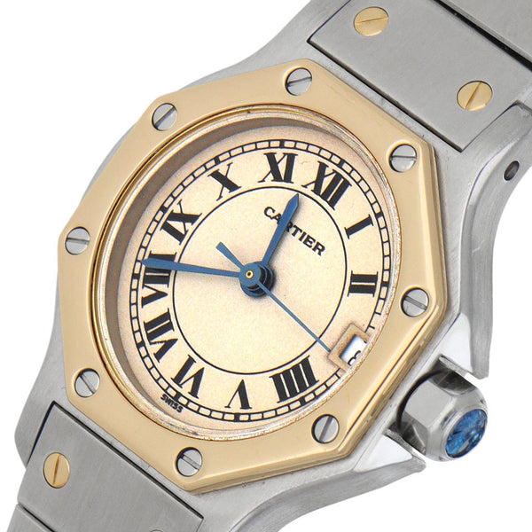 Reloj Cartier para dama modelo Santos Octagon con vistas en oro amarillo 18 kilates.