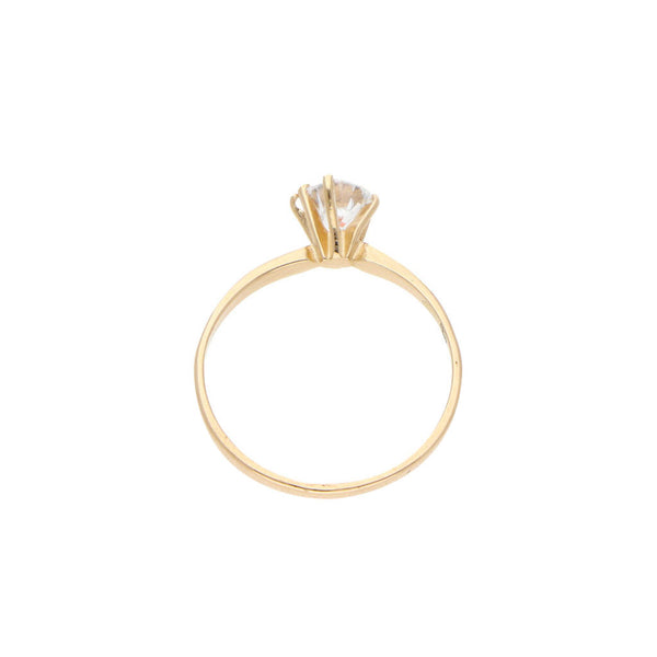 Anillo solitario con sintético en oro amarillo 14 kilates.