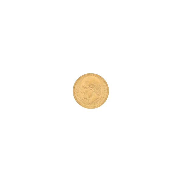 Moneda de dos y medio pesos oro mexicano 21.6 kilates.