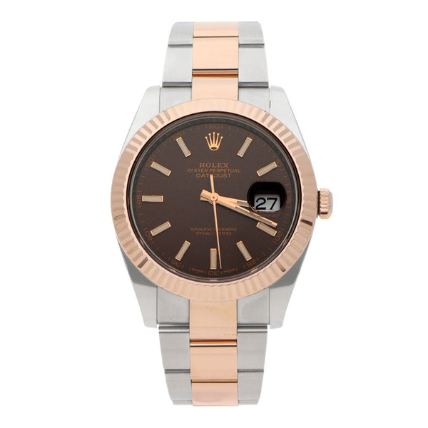 Reloj Rolex para caballero modelo Oyster Perpetual DateJust vistas en oro rosa 18 kilates.