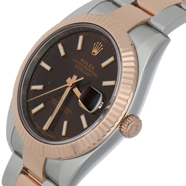 Reloj Rolex para caballero modelo Oyster Perpetual DateJust vistas en oro rosa 18 kilates.