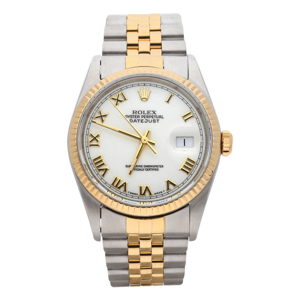 Reloj Rolex para caballero modelo Oyster Perpetual DateJust vistas en oro amarillo 18 kilates.