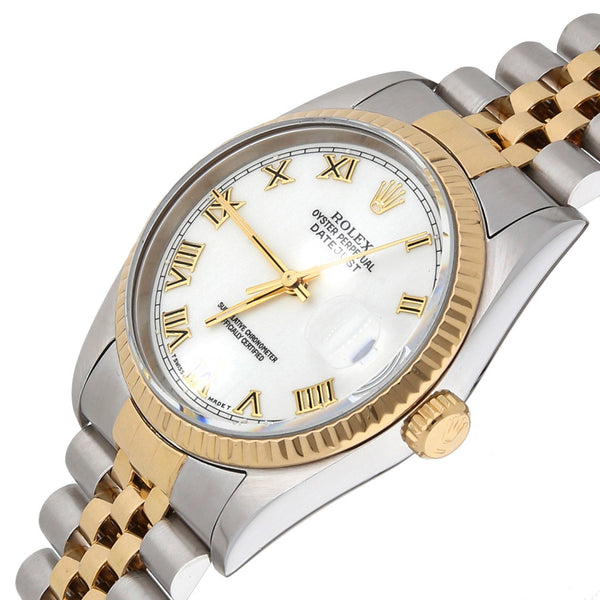 Reloj Rolex para caballero modelo Oyster Perpetual DateJust vistas en oro amarillo 18 kilates.