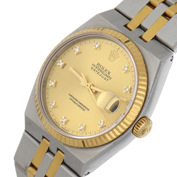 Reloj Rolex para caballero modelo Oyster Quartz DateJust vistas en oro amarillo 18 kilkates.