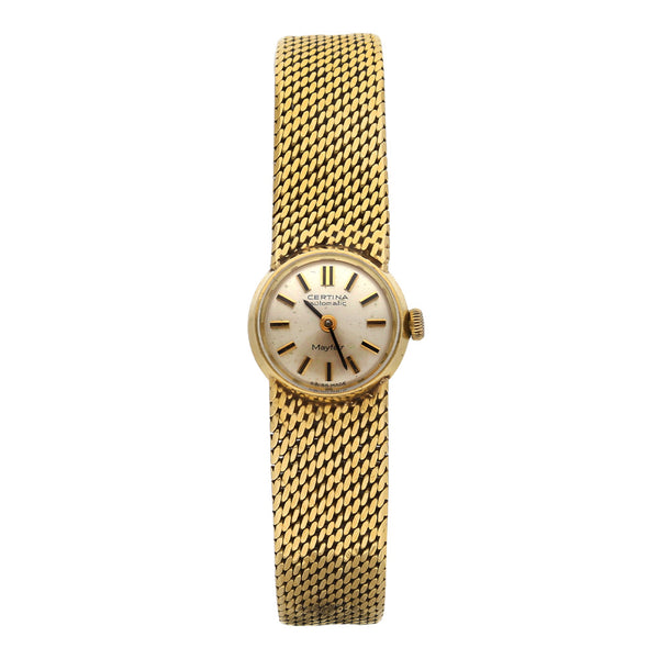 Reloj Certina para dama en oro amarillo 18 kilates.