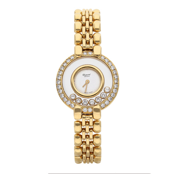 Reloj Chopard para dama modelo Happy Diamonds en oro amarillo 18 kilates.