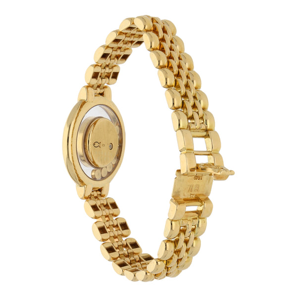 Reloj Chopard para dama modelo Happy Diamonds en oro amarillo 18 kilates.