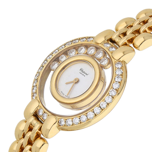 Reloj Chopard para dama modelo Happy Diamonds en oro amarillo 18 kilates.