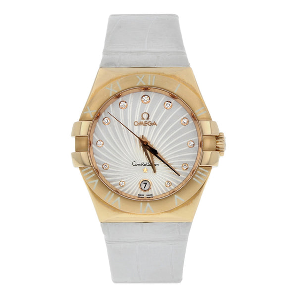 Reloj Omega para dama modelo Constellation caja en oro amarillo 18 kilates.